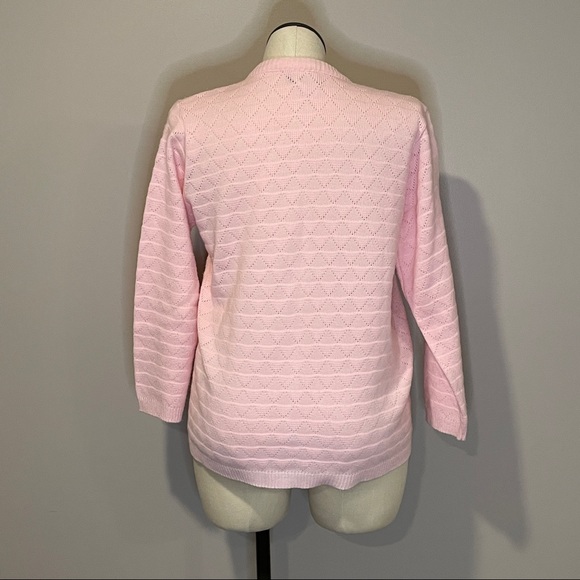 SALE: Vintage 60s Knit Cardigan XL Pink - Picture 5 of 6